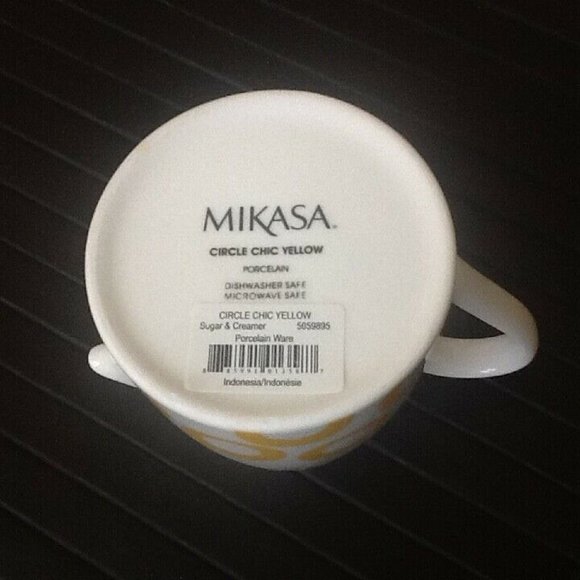 brand new YELLOW & WHITE Mikasa Circle Chic Porcelain Creamer + Covered Sugar - Picture 4 of 9